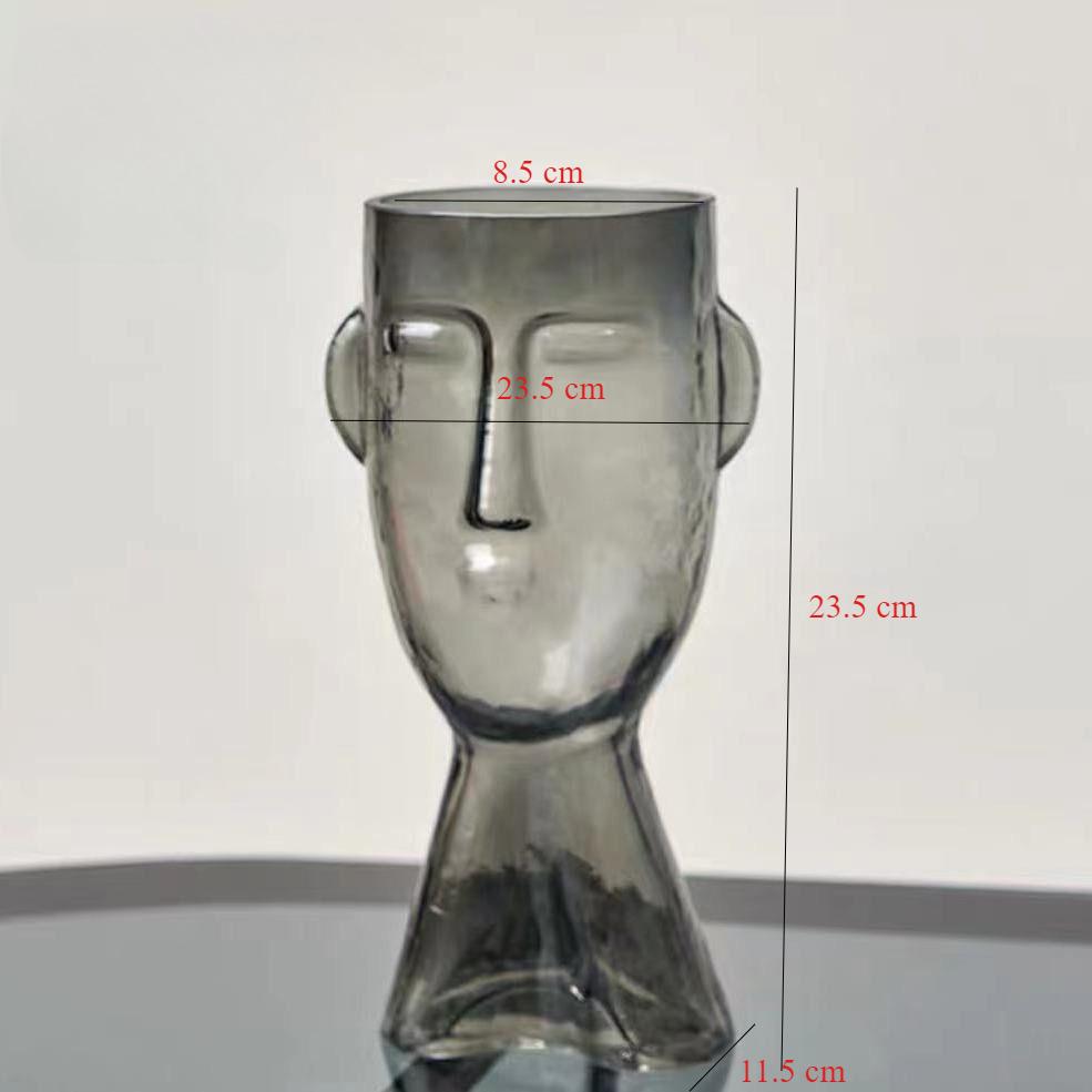 

Unique Creative Face-Shaped Glass Vase,Ins-Style Decor for Showrooms & Living Rooms,Chic Home Ornament for Flower Arrangement