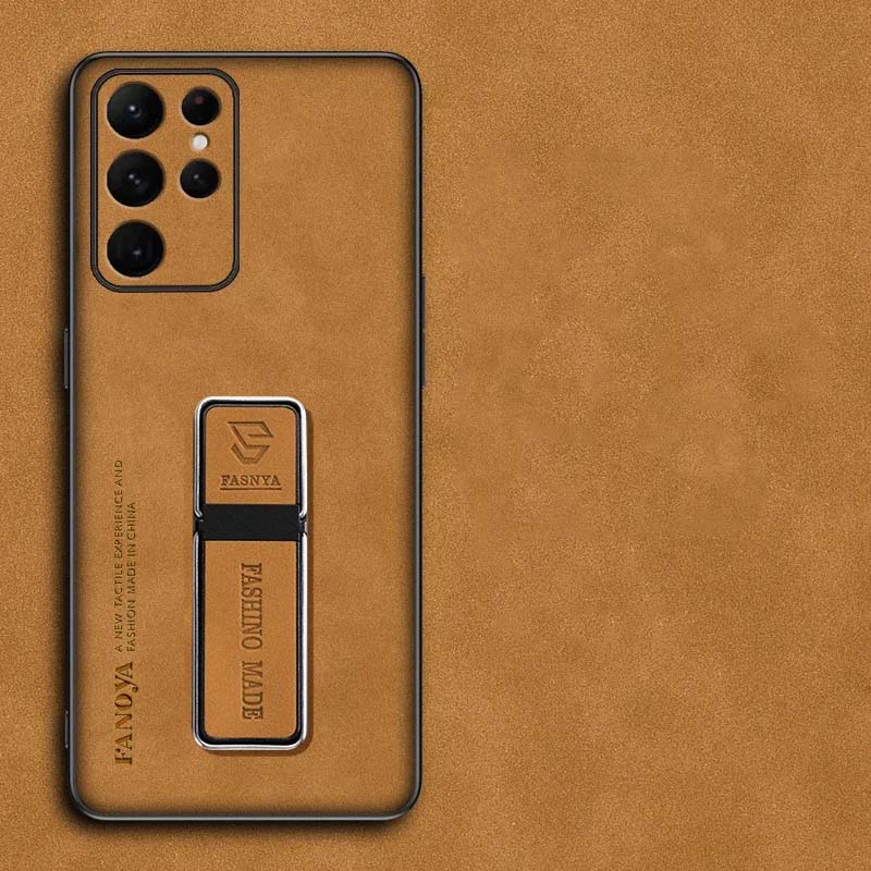 Cases S25 Sheepskin Leather Case for Samsung S25 Ultra Plus Magnetic Ring Stand Holder Matte Protection Silicone Phone Back Cover for Galaxy S 25 S25+