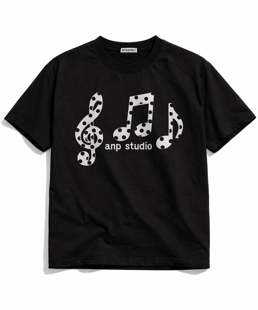 NP STUDIO Sound Note Oversized Short Sleeve T-Shirt [ Black ]