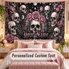 Skull Gothic (347) Theme Wall Tapestry Customized With Name Text Personalized Hanging Tapestry For Bedroom Living Room Decor