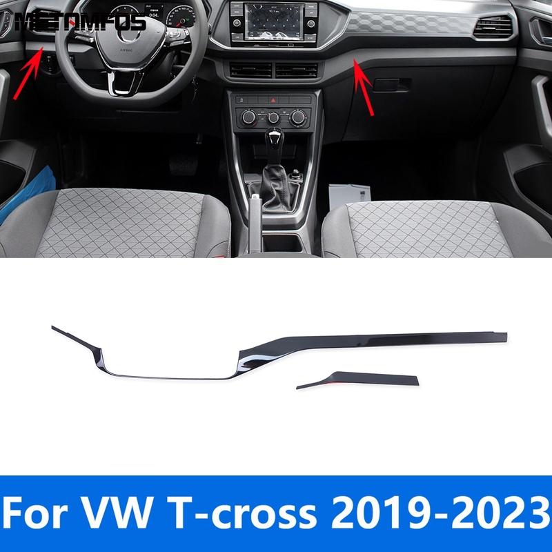 Interior Accessories For Volkswagen VW T-cross Tcross      Steel Center Console Dashboard Panel Molding Trim