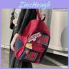 Stylish Red Plaid Backpack Large Capacity Comfortable School Bag For Students