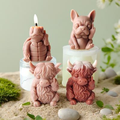 Alpine Cow Yak Turtle Unicorn Silicone Candle Mold Cartoon Animal Dragon Puppy Plaster Rein Molds Home Decoration Making