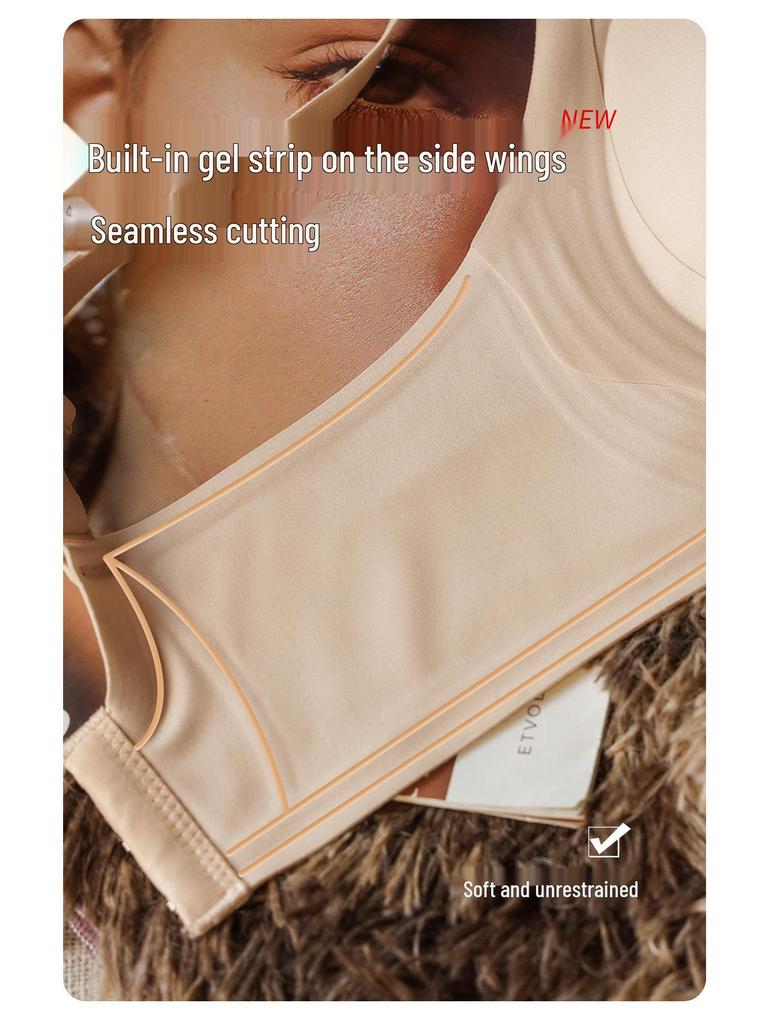 Spring Summer Push-Up Jelly Foam Bra - Anti-Sagging, Underarm Shaping, Steel Ring Support, Markless Design