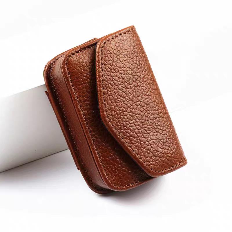 Custodia Portatile in Pelle Pieghevole per Occhiali da Lettura da Uomo: A prova di pressione, con passante per cintura, design di alta classe