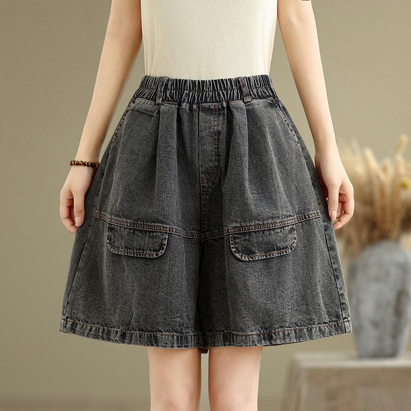 

DIMANAF Plus Size Summer Harem Women 2025 Vintage Jeans Casual High Waist Elastic Basic Loose Pants 2XL чёрный