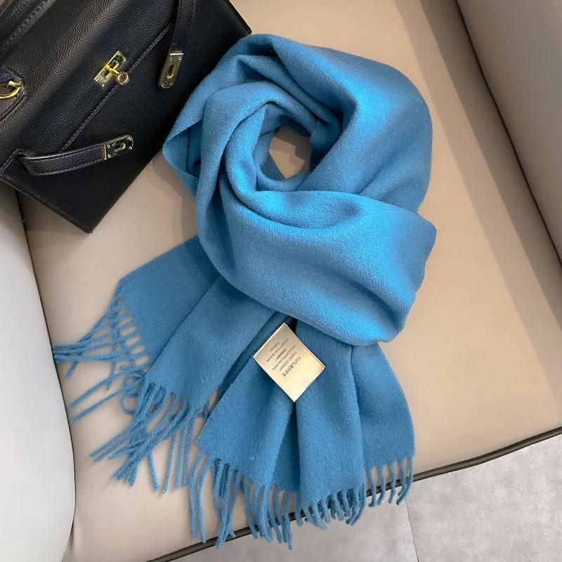 Winter Narrow Scarf 28 Color 100% Wool Scarf Hot Selling Solid Color Scarf Men's and Women's Universal Warm and Cold Proof Scarf