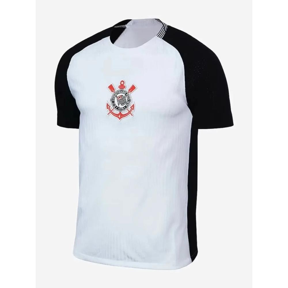 Camiseta de Fútbol de Verano Brasil Timão Corinthians con Rayas Negras Conjunto Familiar a Juego para Deportes Moda Urbana Ropa Casual