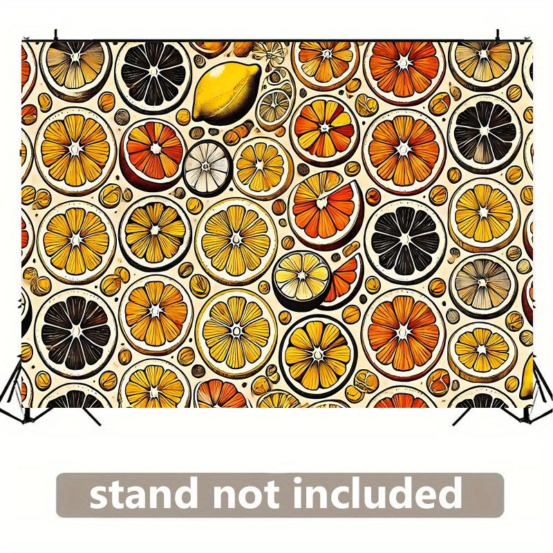 1pc vivid lemon slice pattern background banner, colorful floral design, no need for electricity, lemon kitchen decoration