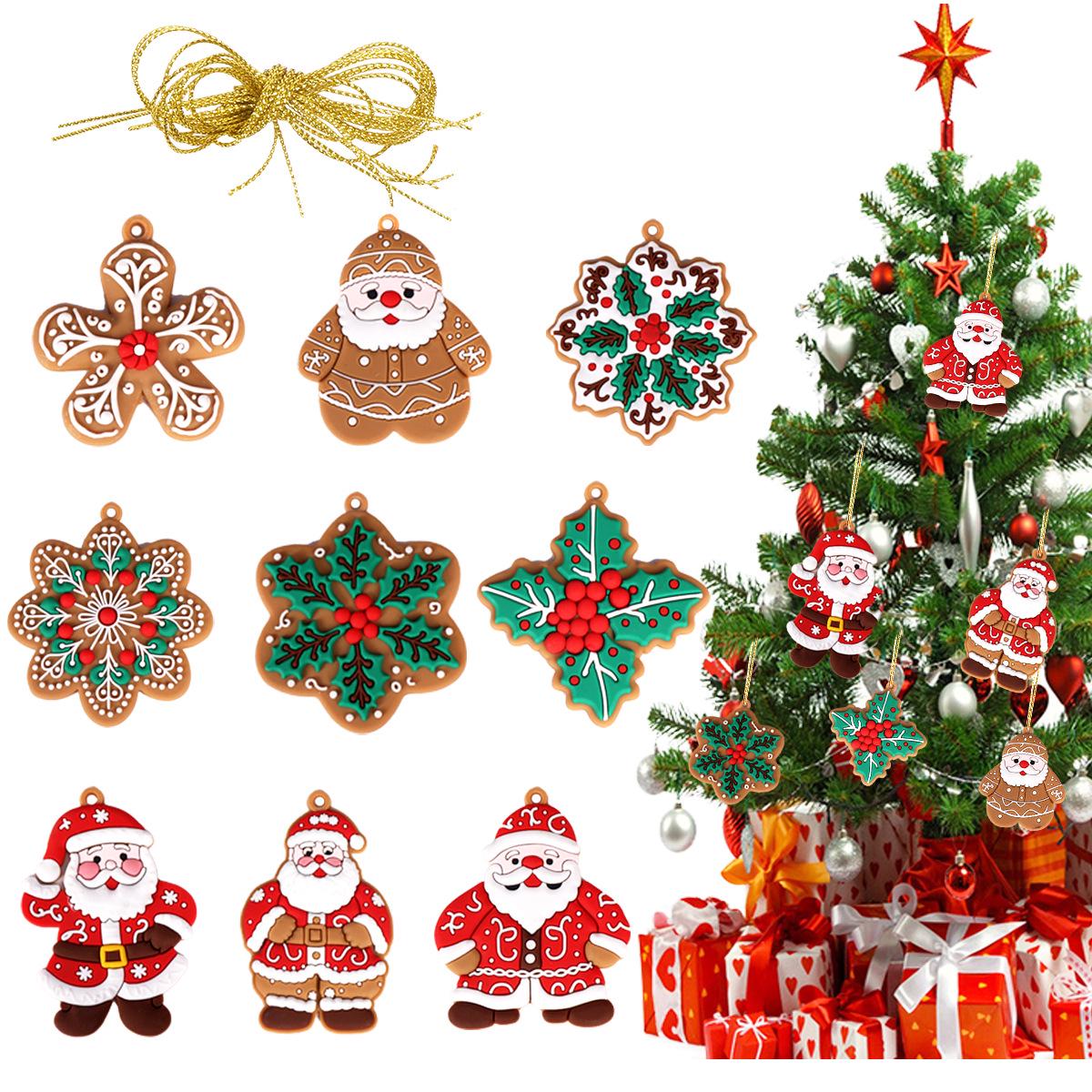 Christmas Gingerbread Man & Snowflake Ornaments Set of 9 pcs