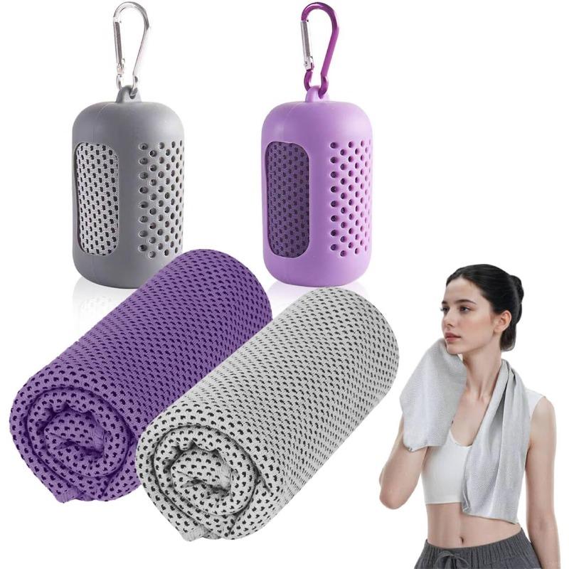 Cooling Towel Cold Towel Portable Quick Drying Circular Silicone Wrapped Polyester Fiber Towels Beach Accessories Sport Fitness