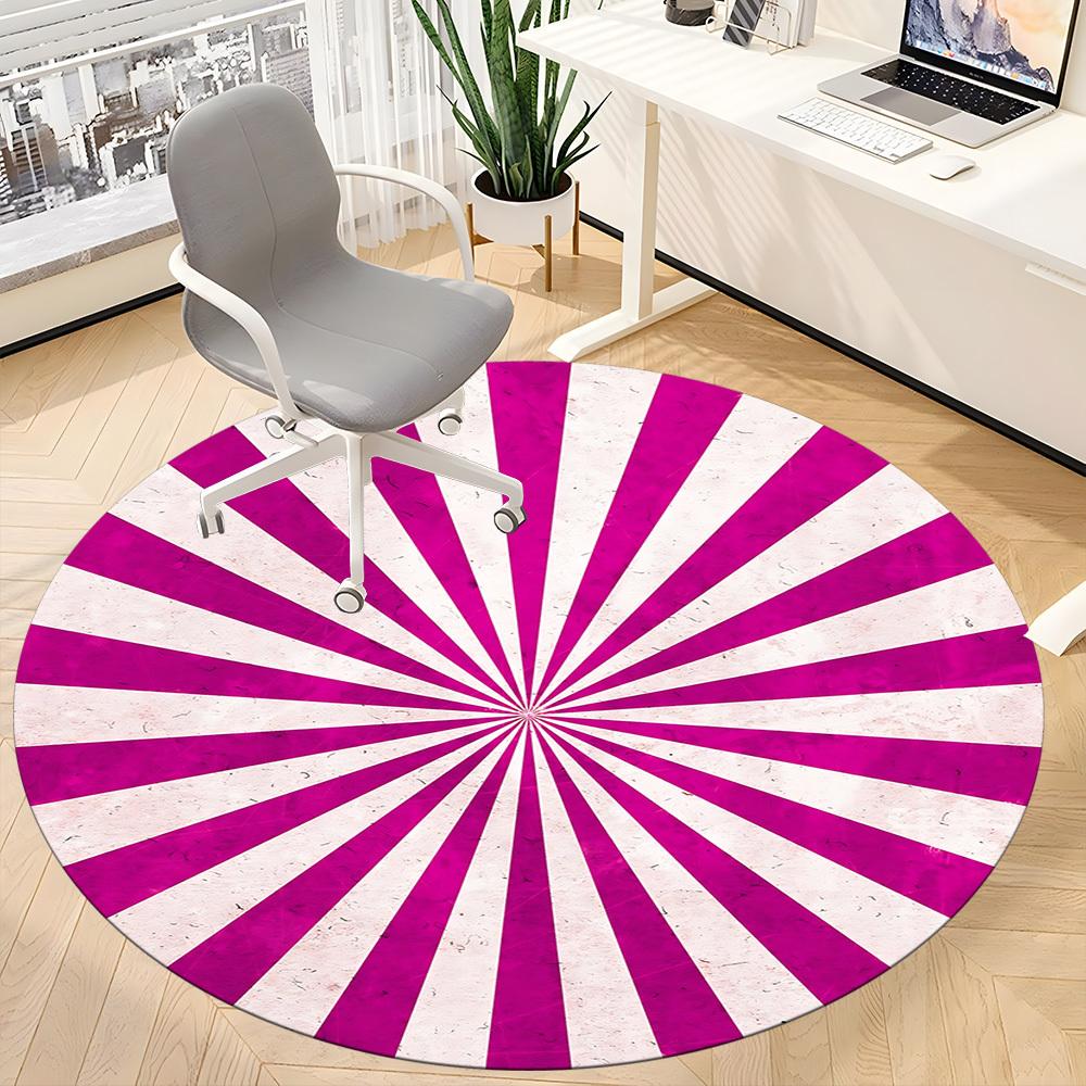 1pc Sunburst Pattern Office Round Area Rug, Indoor Mat Suitable ForOffice, Under Office Chairs Bedroom Living Room Home Decor D017