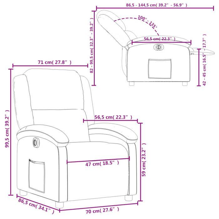 VidaXL Electric Recliner, Relaxation Chair with Adjustable Backrest and Footrest, Living Room Seat, Modern, 3204145