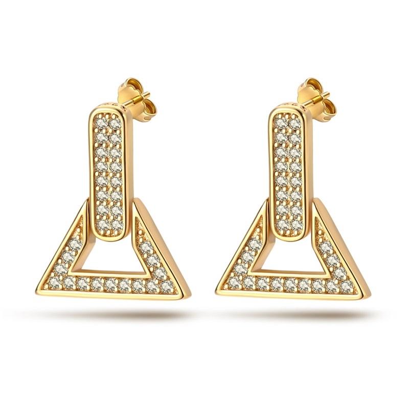 Women's 925 Silver Classic Gold Pearl Inlaid Earrings Elegant Suitable For Engagement Wedding Party Exquisite Jewelry