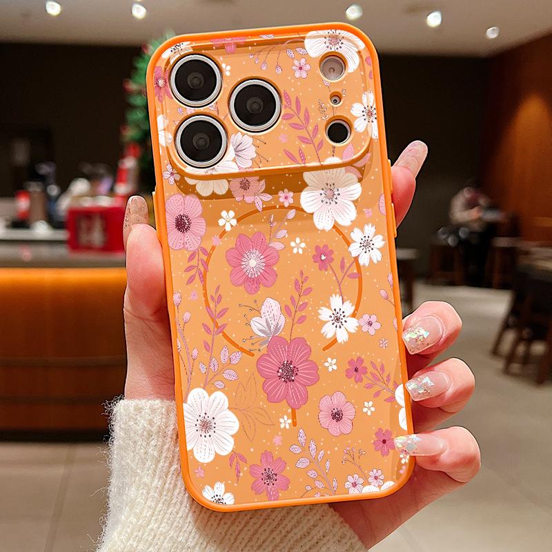 Colorful Flowers Pattern Case For iPhone 17 Pro Max iPhone 16 15 14 13 Pro Max Magnetic For Magsafe Hybrid TPU+PC Matte Cover