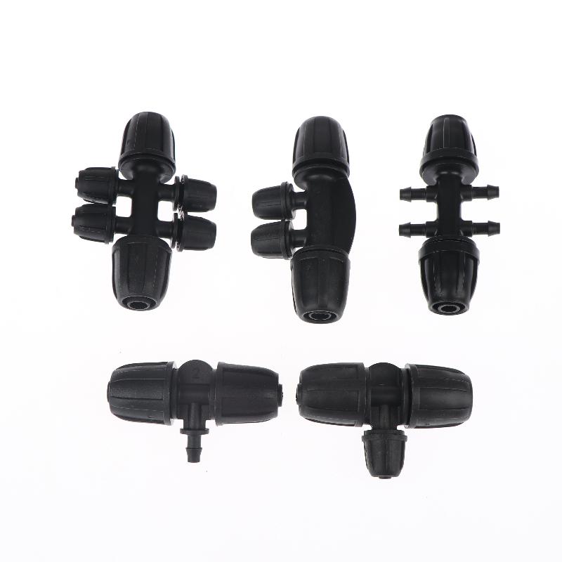 5Pcs 1/2'' Pe Pipe 16Mm Locked Connector To 4/7Mm 3/4/6-Way Connector Garden Watering Drip Irrigation Fittings