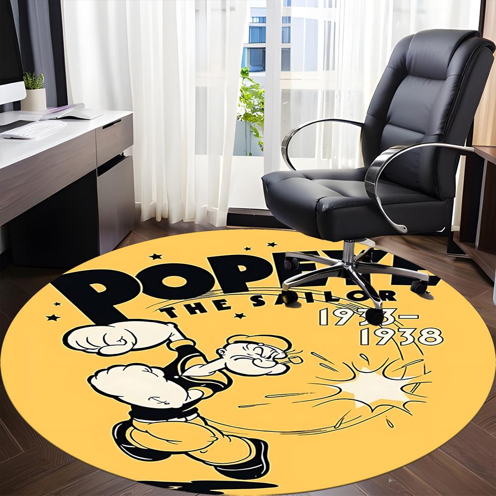 1pc Popeye Sailor Office Round Area Rug, Under Office Chairs Bedroom Living Room Home Decor, Room Deco