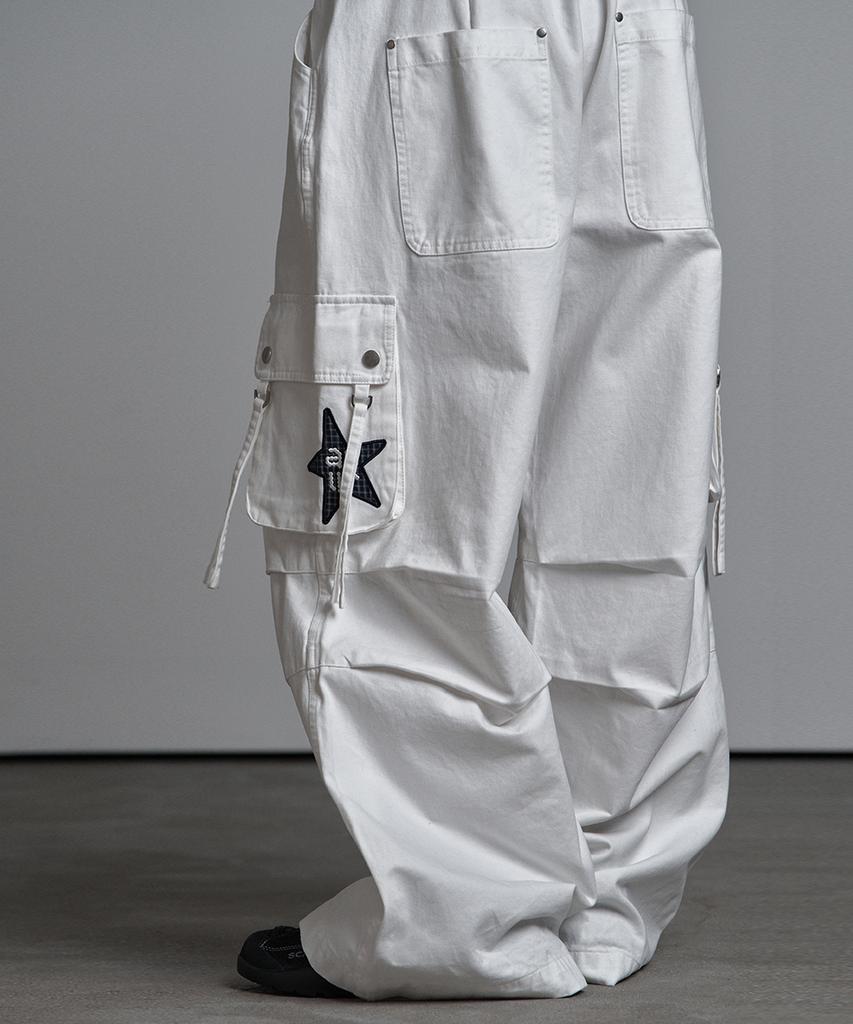 Aejeuyua Cargo Flap Cotton Pants Ivory