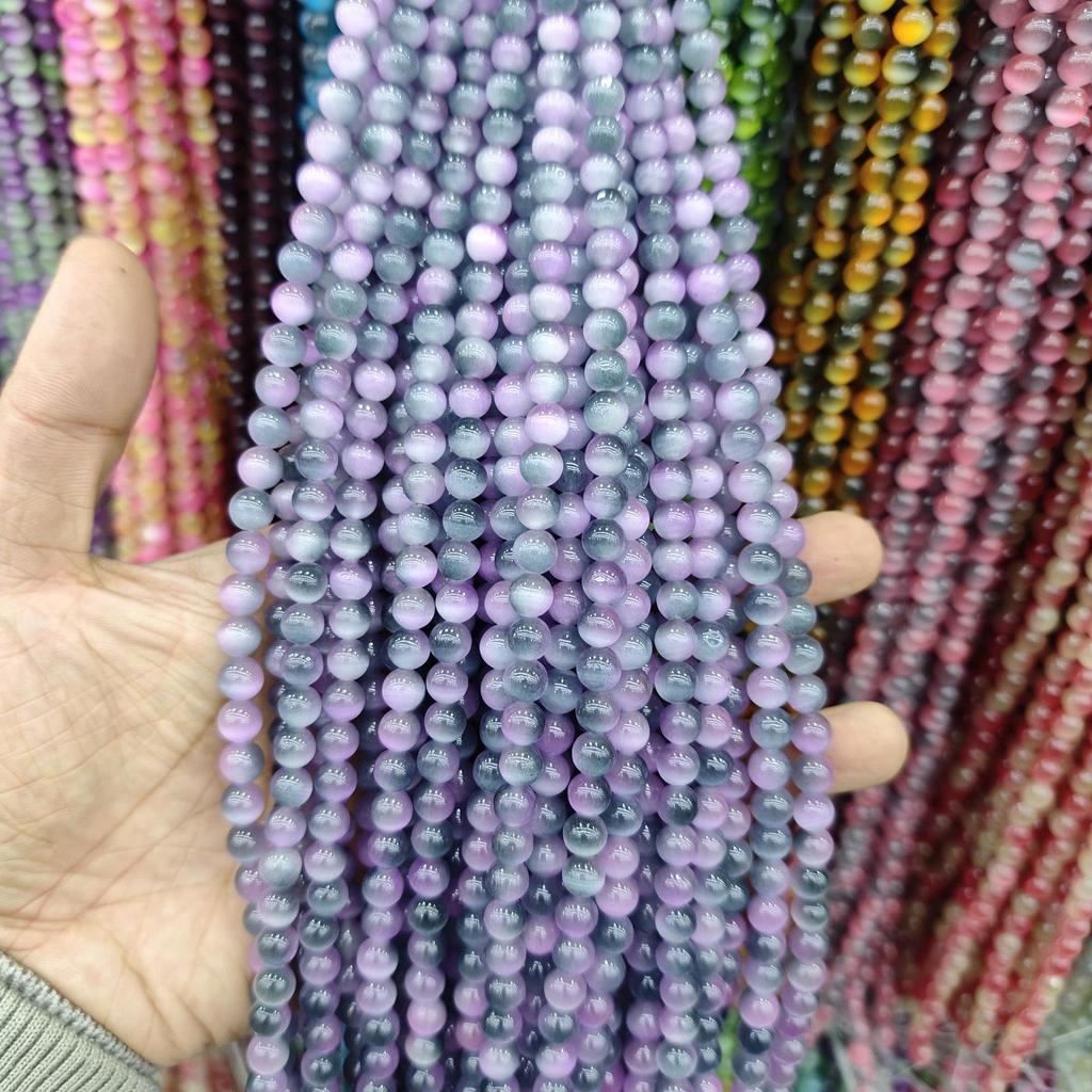 8mm Cat's Eye Stone Beads: Single, Double, Triple-Color, DIY Jewelry Round Beads