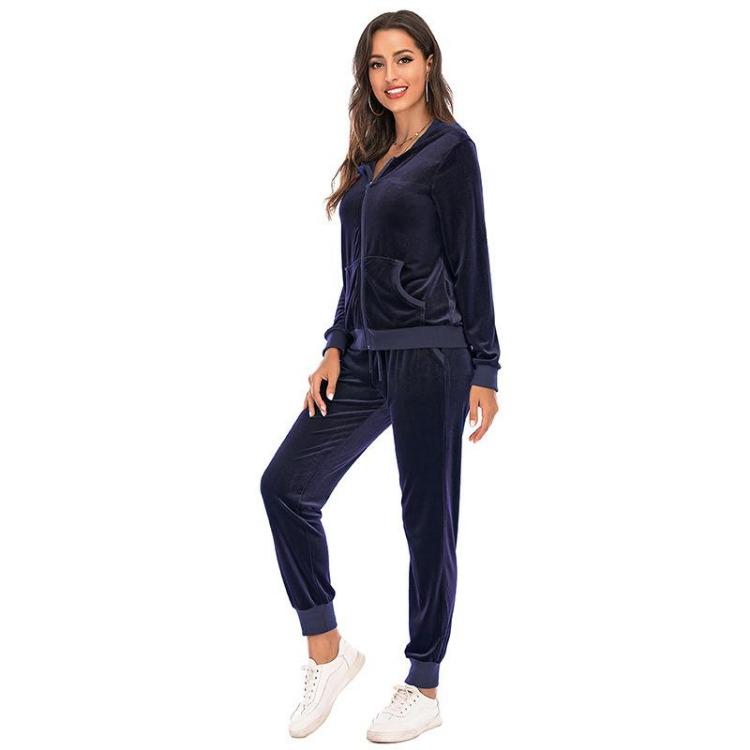 Velvet Velour Tracksuit Set Women Soft Stretch Lounge Zip Up Hoody and Jogger Pants Relaxed Sports Outfit