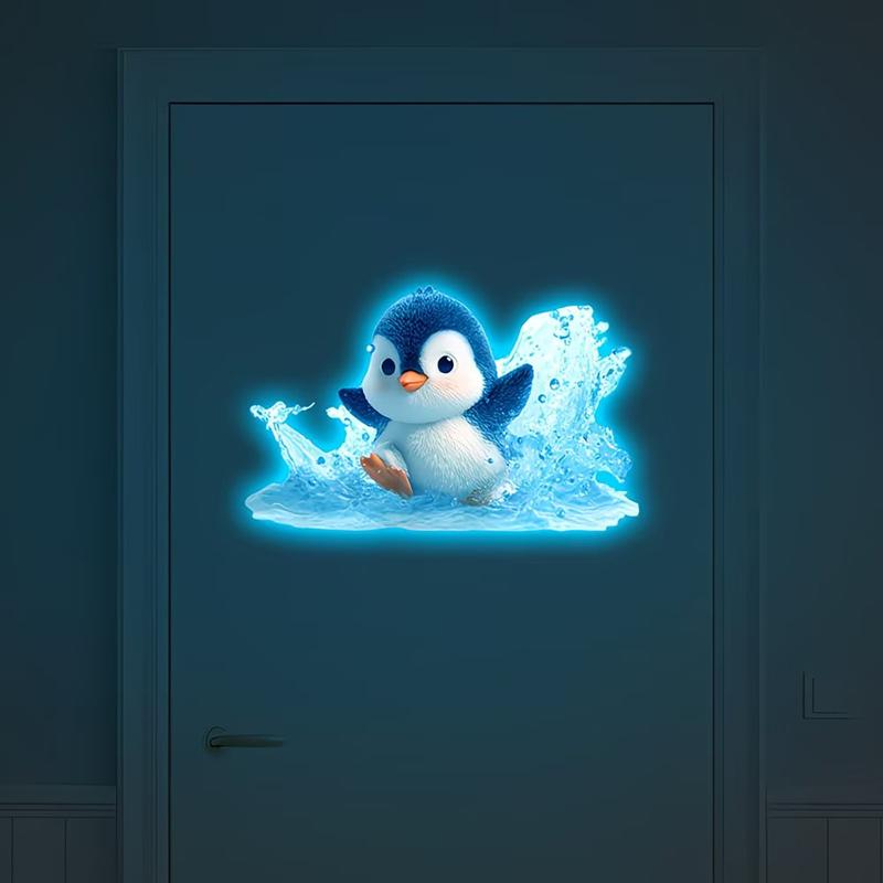 Autocolant Penguin Luminescent la Întuneric pentru Toaletă Decal Luminoase pe Sticlă Amovibile pentru Baie Camera Copiilor Decorare Perete