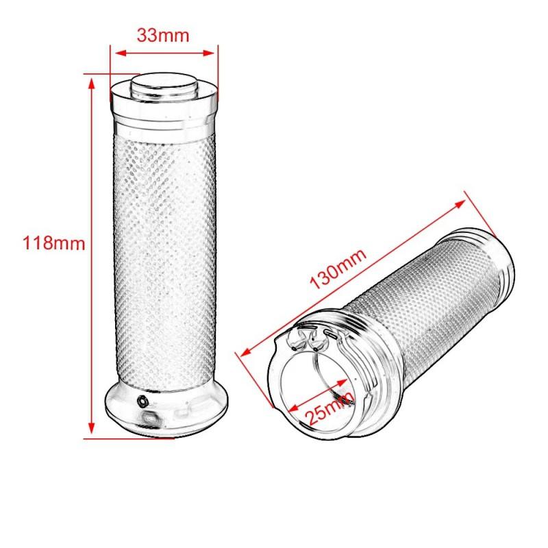 Harley-Davidson Style CNC Aluminum Handlebar Grips With Rubber Throttle Sleeve Classic Motorcycle Customization
