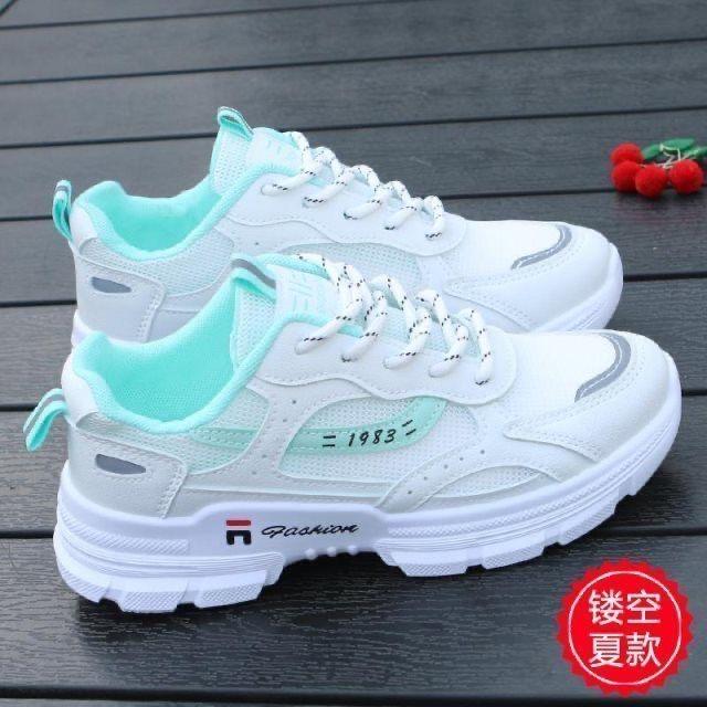 

Summer Mesh Vulcanize Shoes Women Breathable Sneakers Hollow Student Flat White Tennis Female Round Head Spring Fashion Lace-up 38 зелений