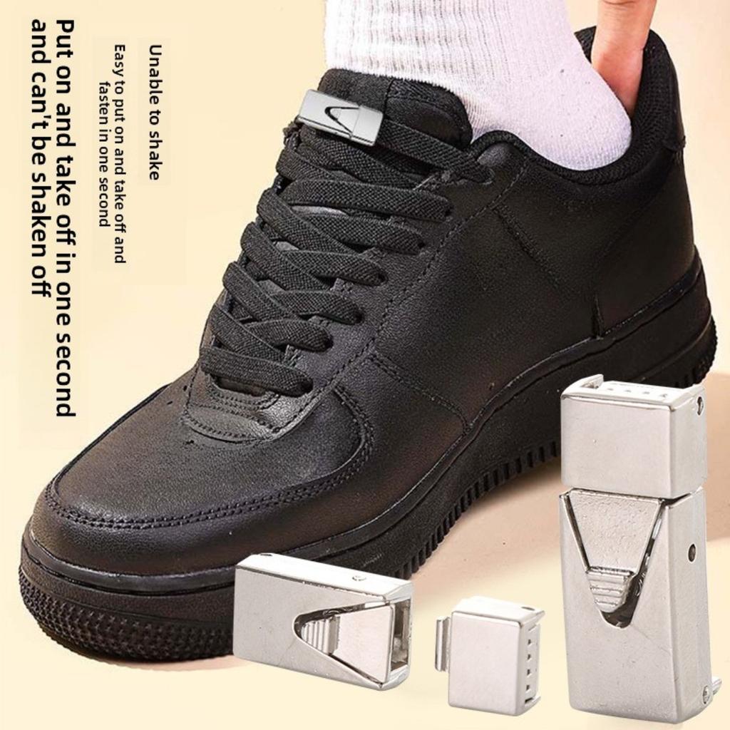 1pairs Wide Elastic Flat Straps with Metal Press Buckles - No Need To Tie Lazy Shoelaces, Lightweight Elastic Shoelaces Suitable for Sports Shoes