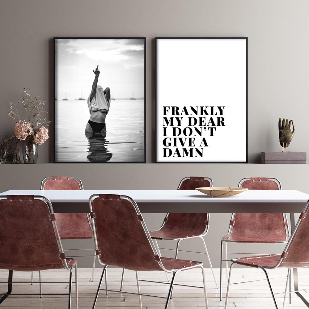 Girl Yacht Artistic Photos Black And White Poster Print Woman Sexy Seaside Nude Photography Wave Canvas Painting Room Home Decor