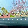 6Pcs Car Cute Pandas Resin Ornament Rearview Mirror Decoration Center Console Doll Ornament Interior Accessories Auto Ornament