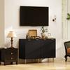 Kitchen Sideboard, 2 Doors, Adjustable Shelf, Raised Metal Legs, 60 x 40 x 80 cm, Black