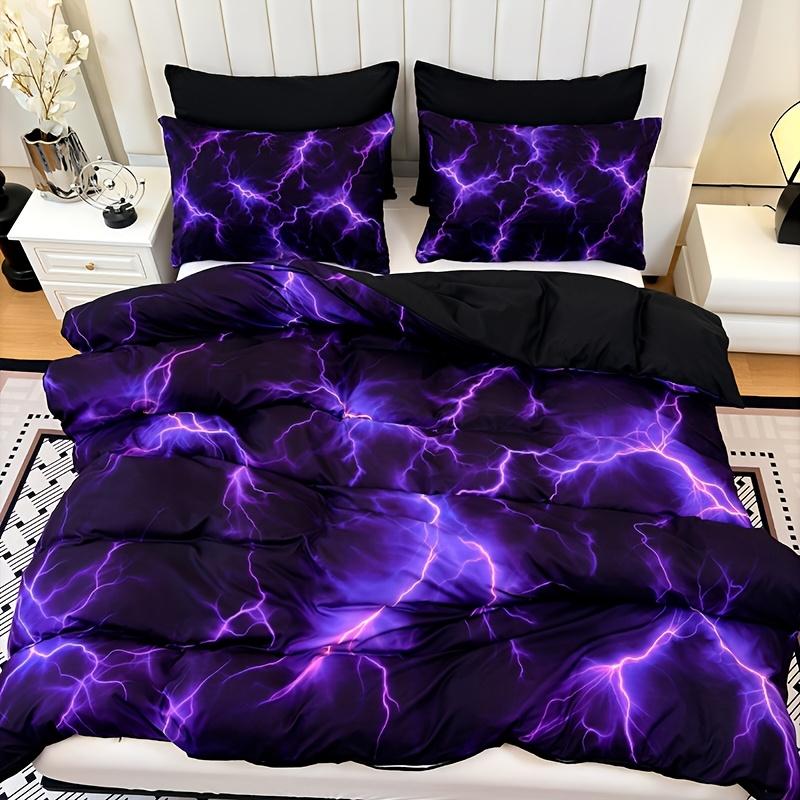 Fashion Purple Lightning Line Duvet Cover Set Residential Quarters High Definition Printing
