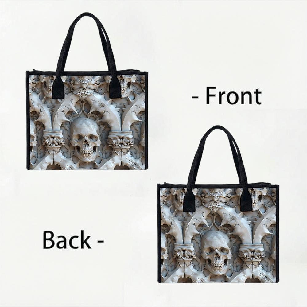 Gothic Skull Pattern Tote Bag for Daily Use