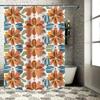 Blumiger Badezimmer Duschvorhang Modernes Musterdesign für Heimdekoration Orange Blau Colorblock Gestreift Wasserdichter Stoff Größe 72x84