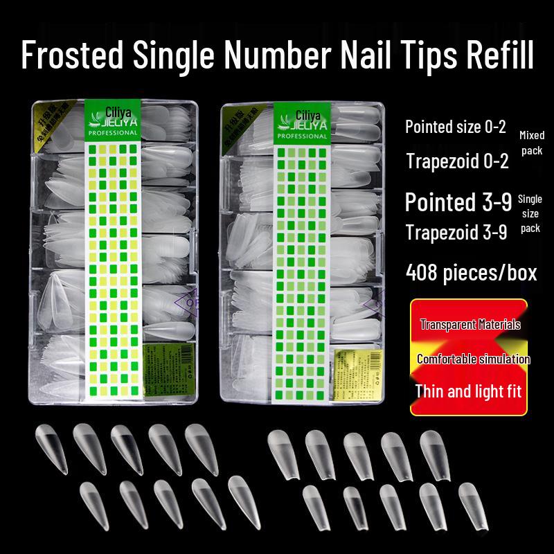 European & American Frosted Nail Tips - Trapezoidal, Ballet, Teardrop Shapes, No Polish Needed, Crease-Free, Dual-Use Patches