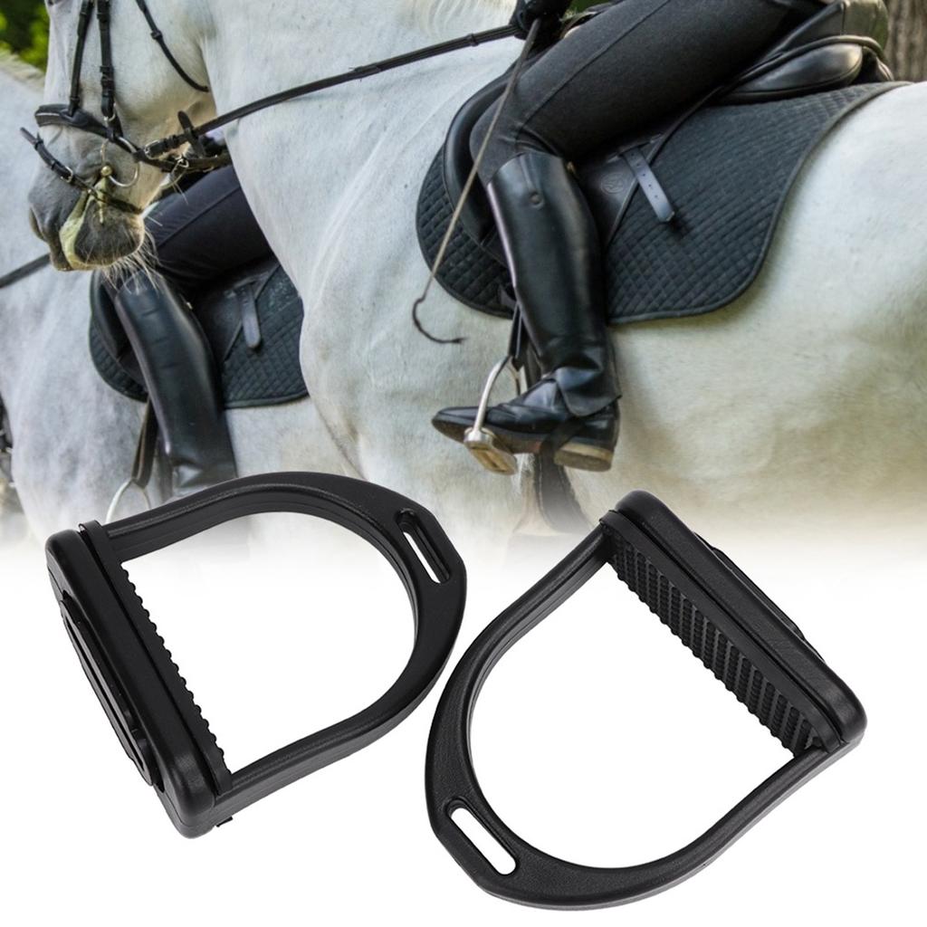 2 estribos de plástico de alta resistencia con almohadilla de goma antideslizante negra, accesorios para herramientas de equitación.(pequeña )