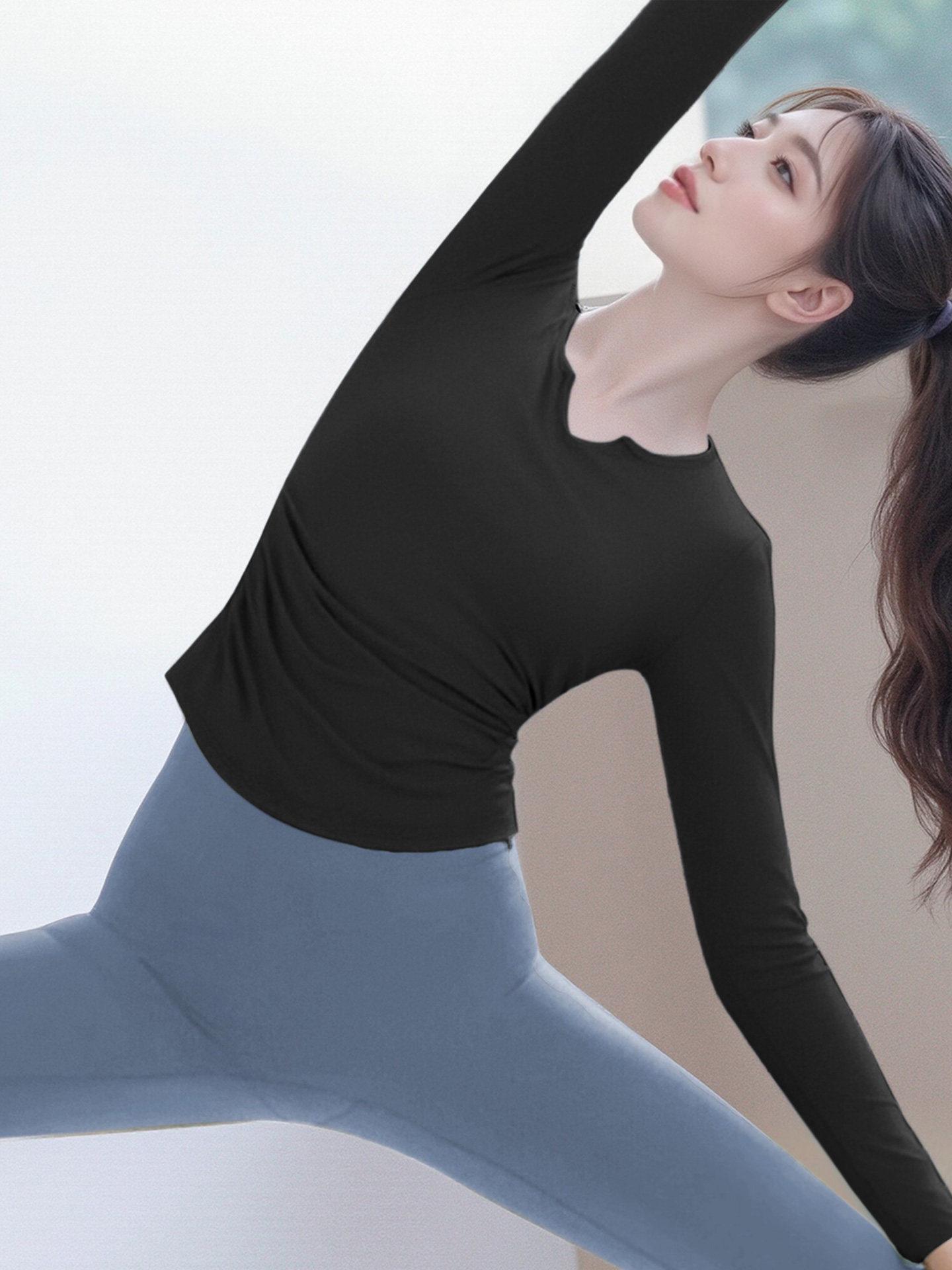 

Женский топ с длинным рукавом для йоги и пилатеса, Осень/Зима 2025 - Потрясающая профессиональная спортивная одежда S (85-100 cm)