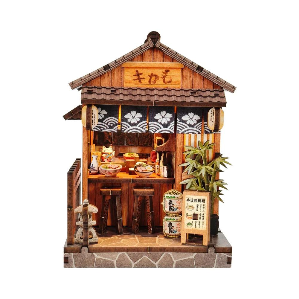 DIY Wooden Mini Casa Japanese Tavern Miniatures With Lights for Friends Birthday Gifts Home Decoration Crafts