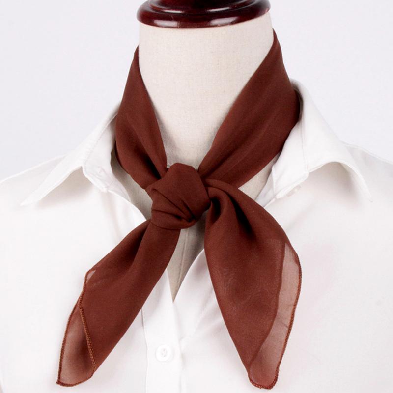 

1Pc Solid Color Fashion 65x65cm Women s Silk Scarf Smooth Surface Chiffon Square Scarf Head Scarves кофейный