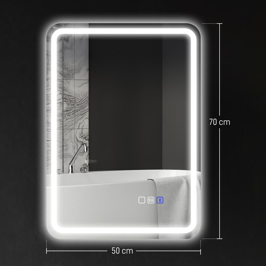 70 x 50 cm Bluetooth Badezimmerspiegel - Silberfarben