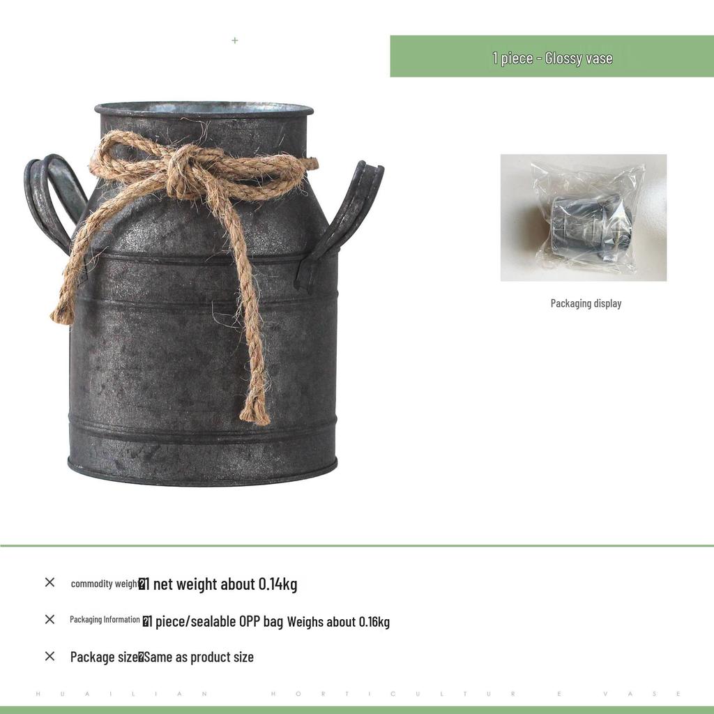 Antique Bronze Milk-Can Iron Flower Vase for Gardening & Home Decor