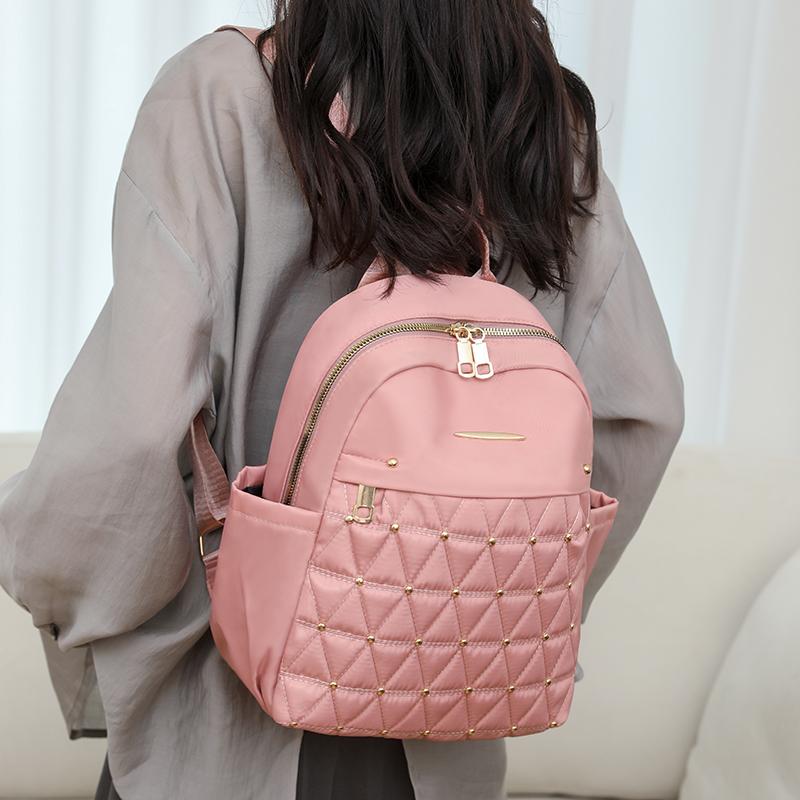 Rhomboid Stickerei Rucksack Damen Rucksack Große Kapazität Wasserabweisender Reiserucksack