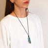 Amazonite Flat Point Pendant Necklace, Adjustable Cord