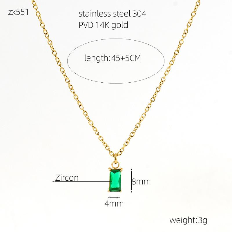 High-End Emerald Titanium Steel Necklace Set: Women's Three-Piece European & American Fashion with Earrings & Bracelet