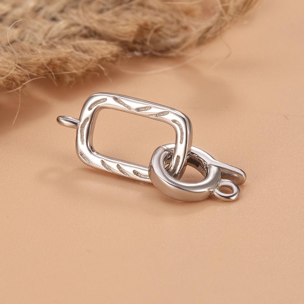 S925 Sterling Silver Universal Connector Clasp for DIY Bracelets and Necklaces, Round/Square Double Ring End Clasp.