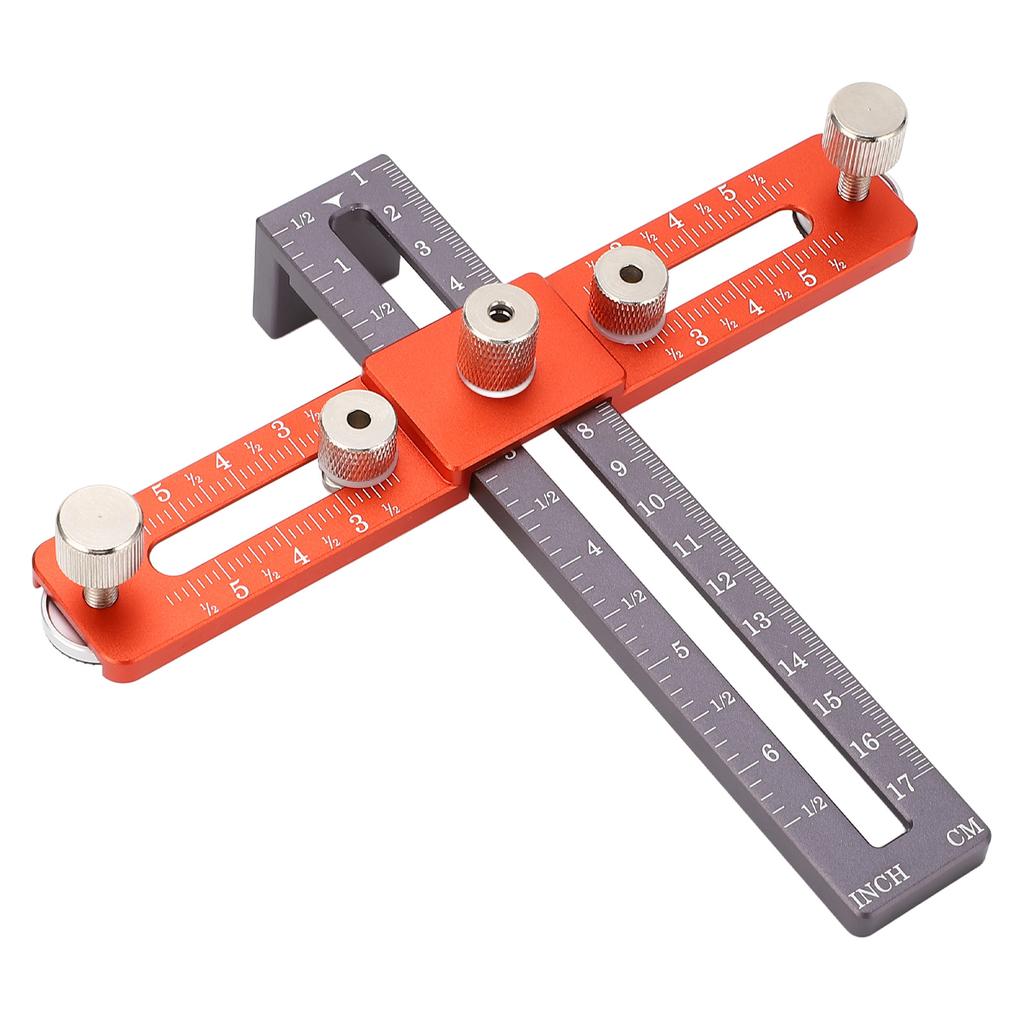 Șablon de fixare a diblurilor pentru dulapuri, înălțime reglabilă, din aliaj de aluminiu, localizator de găuri pentru mânerul dulapului cu 2 dibluri