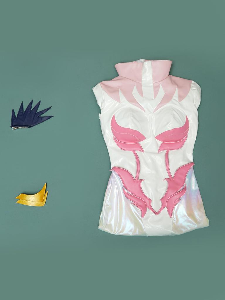 Miccostumes Adult Warrior Pilot Suit Long Sleeve Bodysuit and Leotard Cosplay and Top and Bottom Costume White Women's Costume, Cool, Cute, Moe, Set,