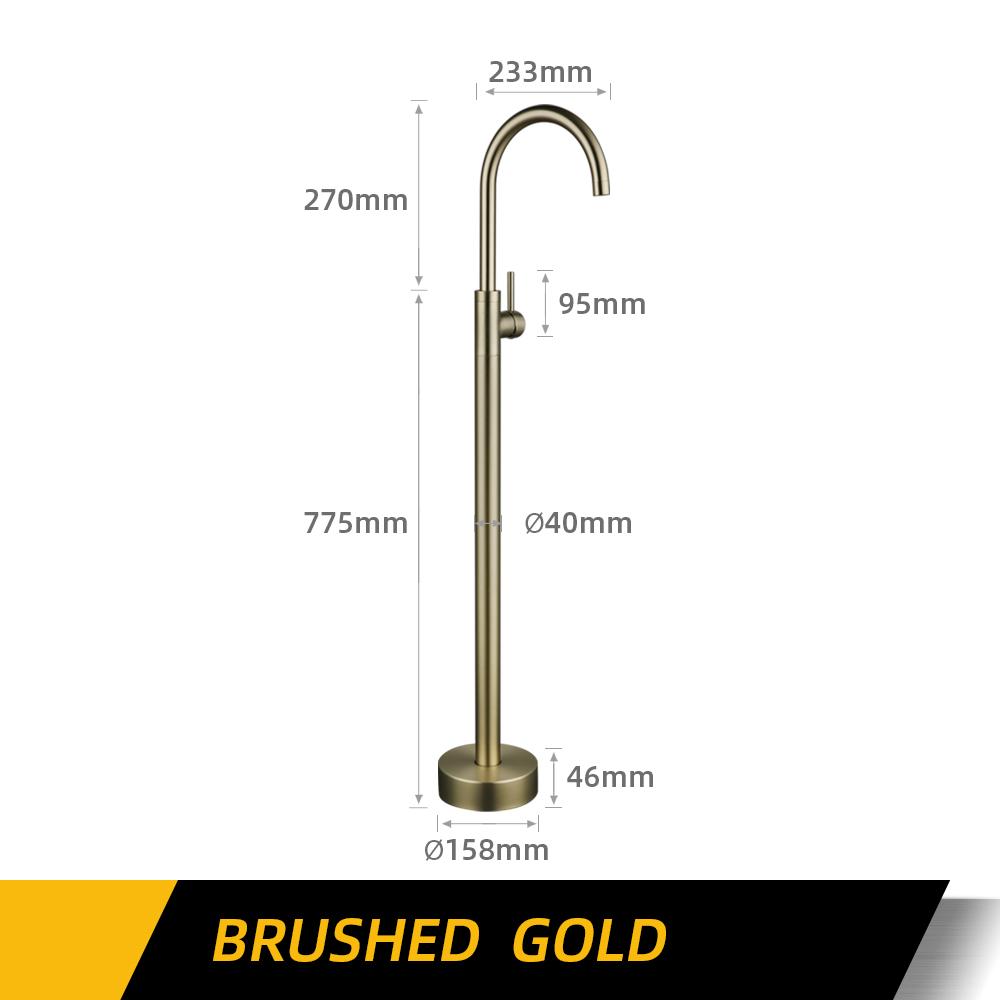 Bathroom Faucet Matte Black Bathtub Shower Faucet Round Floor Stand Mixer Single  Handle Hot Cold Water Tap Bagnolux