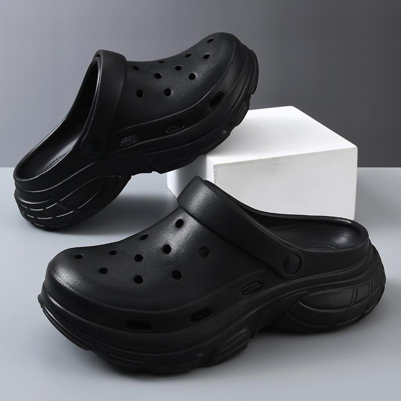 Hole shoes men's new summer outer wear non-slip wading cold slippers thick-soled two-wear slippers