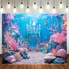Underwater World Ocean Castle and Coral Reef Mermaid Theme Banner - Large Aquarium Decorative Item